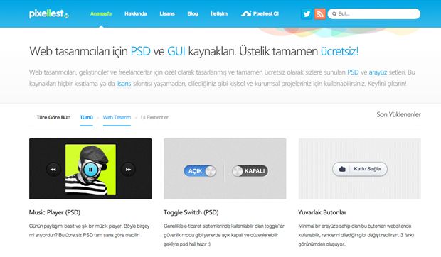 Pixellest, PSD, GUI, Huseyin Emanet, Web Tasarım